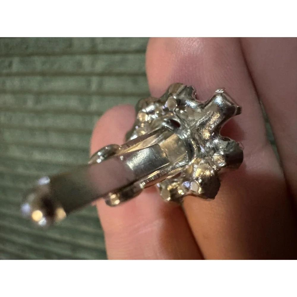 Vintage‎ Rhinestone Cuff Links Silver Tone Cocktail Party Jewelry